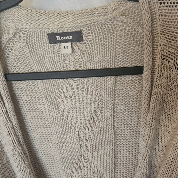 Roots Classic Knit Longline Cardigan w/ Tie Belt and Pockets - Picture 2 of 6